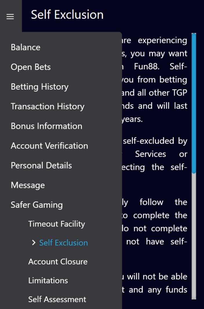 Self Exclusion