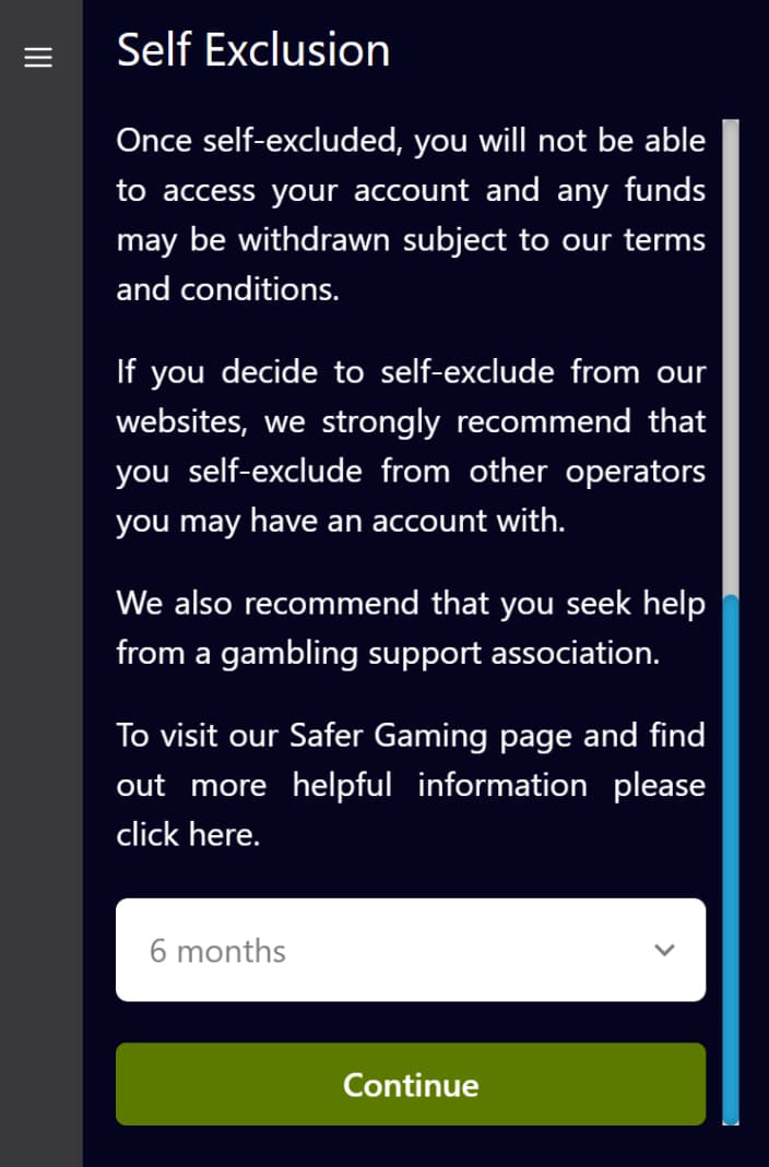 Self Exclusion
